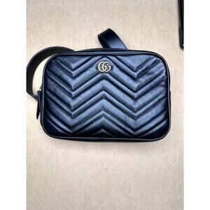 Gucci GG Marmont Matelasse Quilted Leather Belt Bag | Black